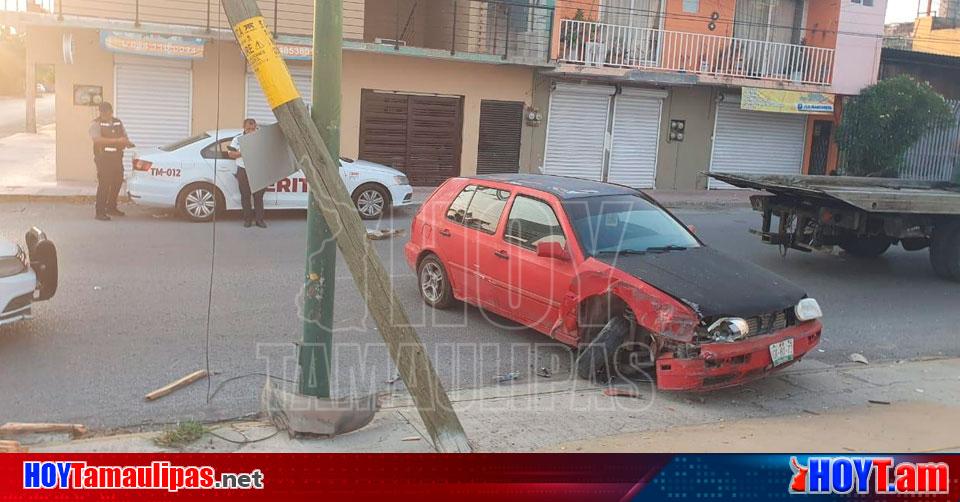 Hoy Tamaulipas Tamaulipas Ebrio Conductor Derribo Un Poste Tras