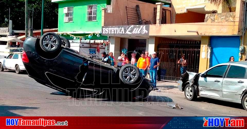 Hoy Tamaulipas   Accidentes En Tamaulipas Por Ir Rapido Choca Y Vuelca