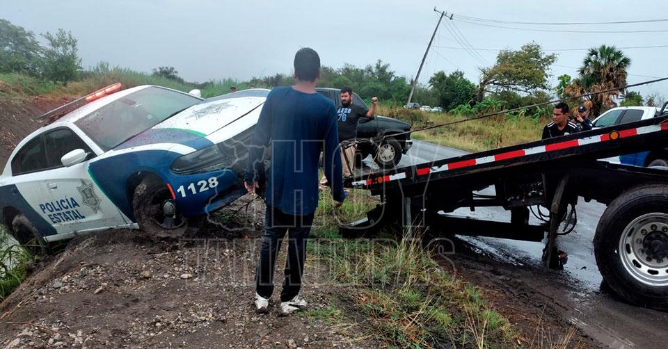 Hoy Tamaulipas Accidentes en Tamaulipas Derrapa patrulla de la